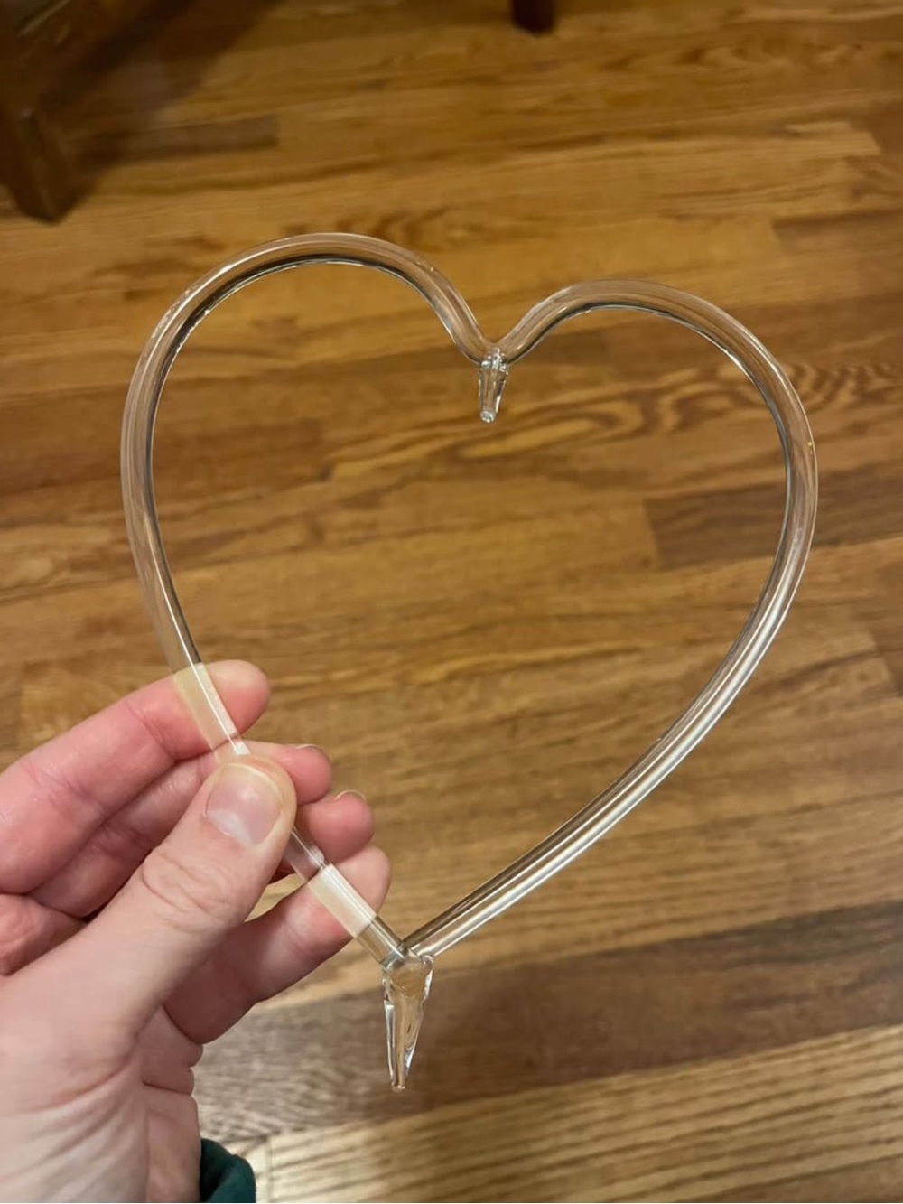 Vintage Clear Glass Heart Cake Topper